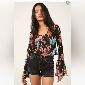 Free People Of Paradise Black Combo long sleeve top